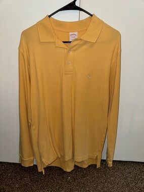 Brooks Brothers Long Sleeve Polo Shirt Yellow Mens Small